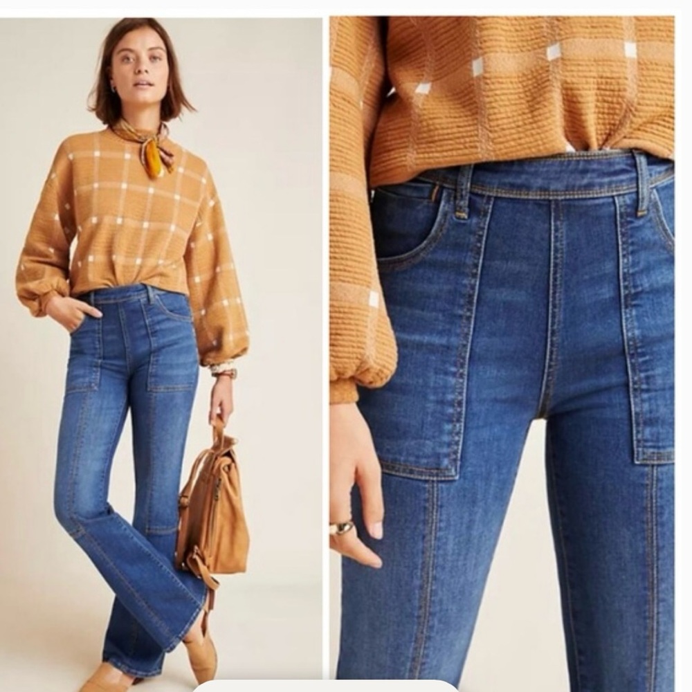 Pilcro and the Letterpress Blue Flare Wide Leg Jeans